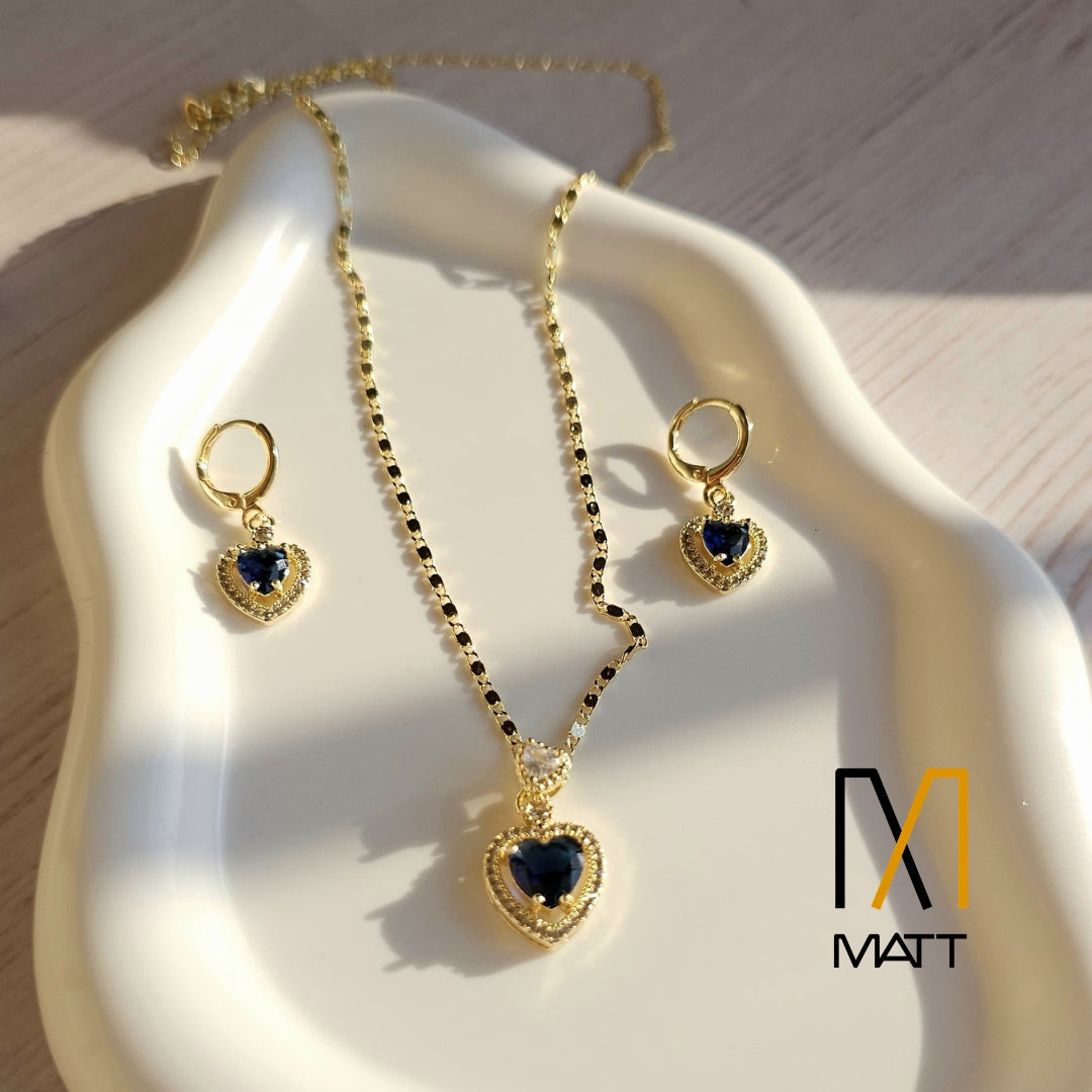 SET PREMIUM CORAZÓN DEL MAR CADENA Y ARITOS