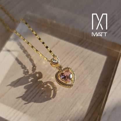 SET PREMIUM CORAZÓN DE ROSAS CADENA Y ARITOS