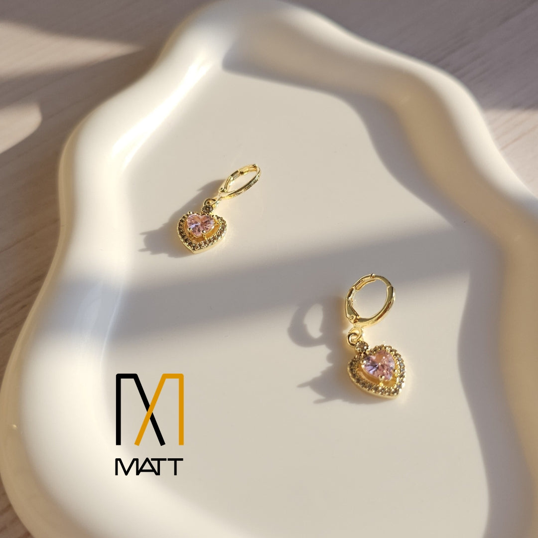 SET PREMIUM CORAZÓN DE ROSAS CADENA Y ARITOS