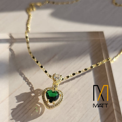 SET PREMIUM CORAZÓN REAL CADENA Y ARITOS