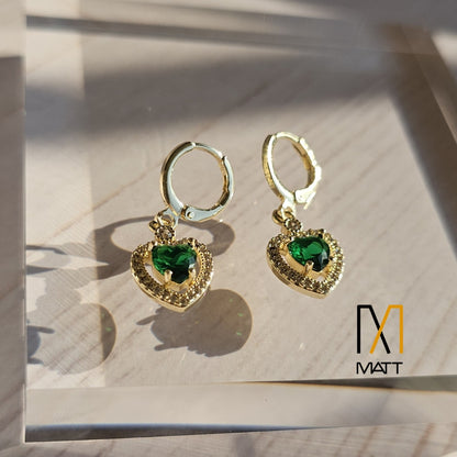 SET PREMIUM CORAZÓN REAL CADENA Y ARITOS